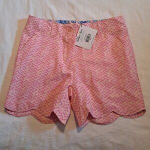 Turtles & Tees girls size XL 14/16 pink & peach shorts, zig zag design NWT